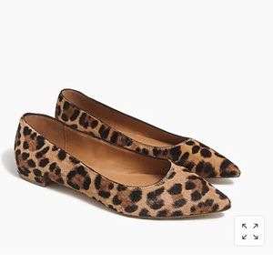 Leopard calf hair pointy-toe flats